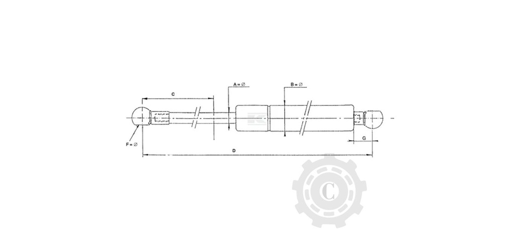 Amortizor gaz L=254,5mm CA026800