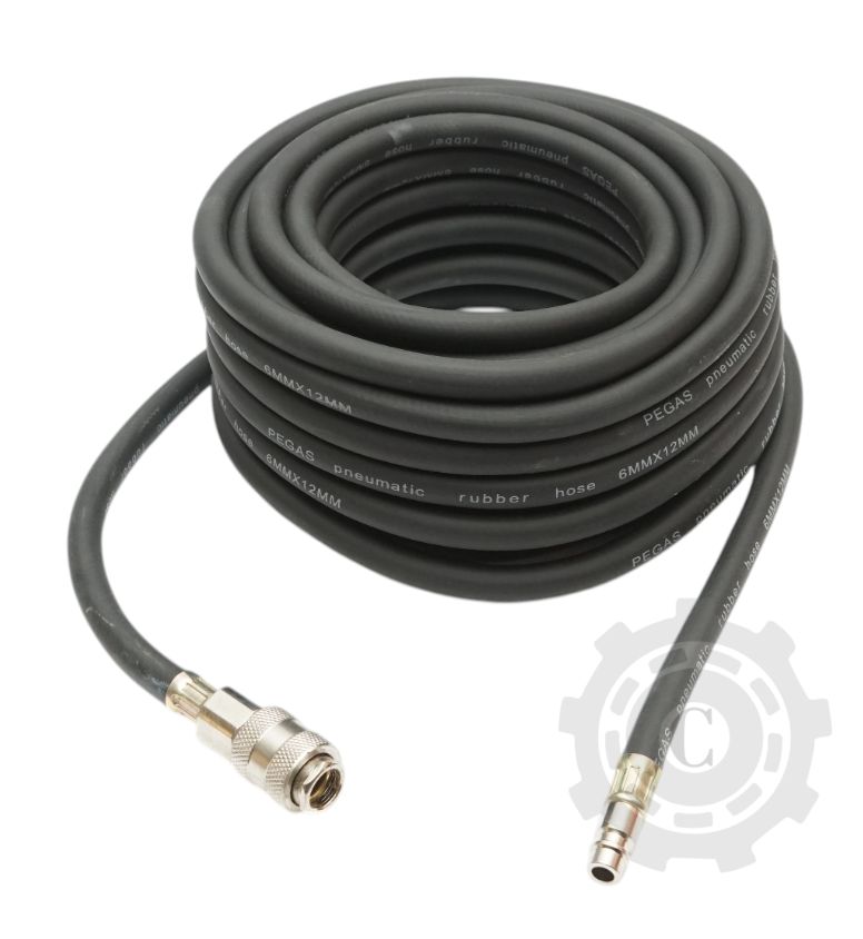 Furtun aer compresor 12m cauciucat 6x12mm si cuple rapide universale
