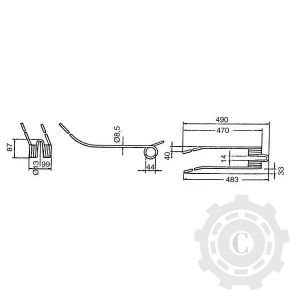 DINTE GREBLA ROTATIVA 490X98X8 PT KUHN