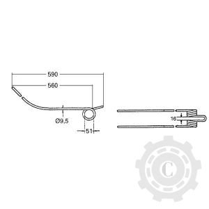 DINTE GREBLA ROTATIVA 590X92X9.5 PT KUHN