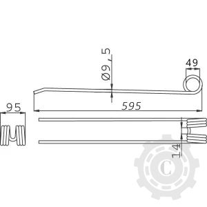DINTE GREBLA ROTATIVA 635X95X9