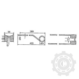 DINTE GREBLA ROTATIVA DREAPTA 403X96X9