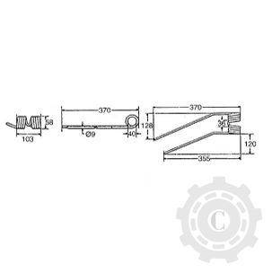 DINTE GREBLA ROTATIVA STANGA 370X103X9 PT FELLA