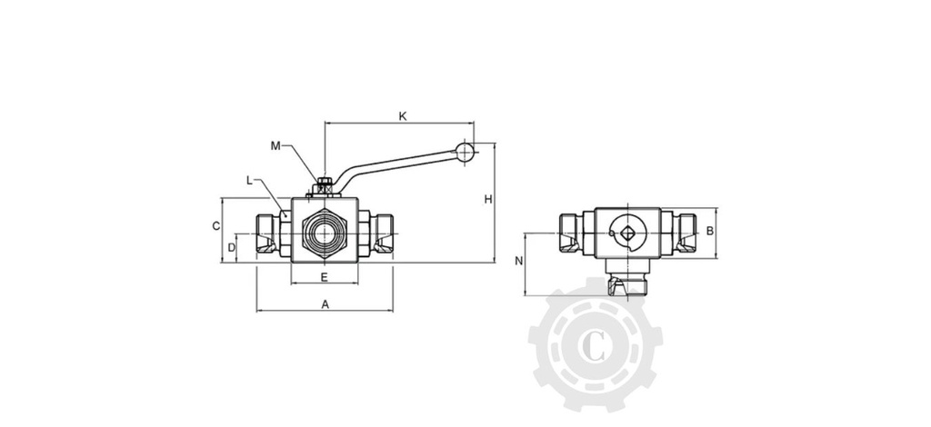 ROBINET CU BILA 3/2-L-M18X1.5