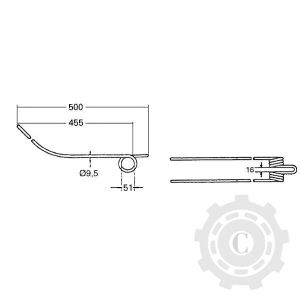 DINTE GREBLA ROTATIVA 500x92x9,5mm