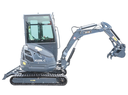 Mini excavator 2T cu cabina, motor diesel 25CP (18.4KW), adancime sapare 2120mm, capacitate ridicare 350Kg, 2 cupe incluse 400/770mm THOR