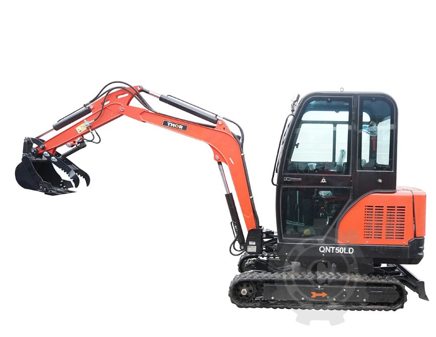 Mini excavator 1.8T cu cabina, motor diesel 25CP (18.4KW), adancime sapare 2300mm, capacitate ridicare 350Kg, 2 cupe incluse 420/985mm THOR