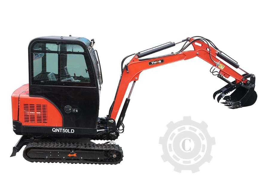 Mini excavator 1.8T cu cabina, motor diesel 25CP (18.4KW), adancime sapare 2300mm, capacitate ridicare 350Kg, 2 cupe incluse 420/985mm THOR