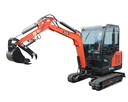 Mini excavator 1.8T cu cabina, motor diesel 25CP (18.4KW), adancime sapare 2300mm, capacitate ridicare 350Kg, 2 cupe incluse 420/985mm THOR