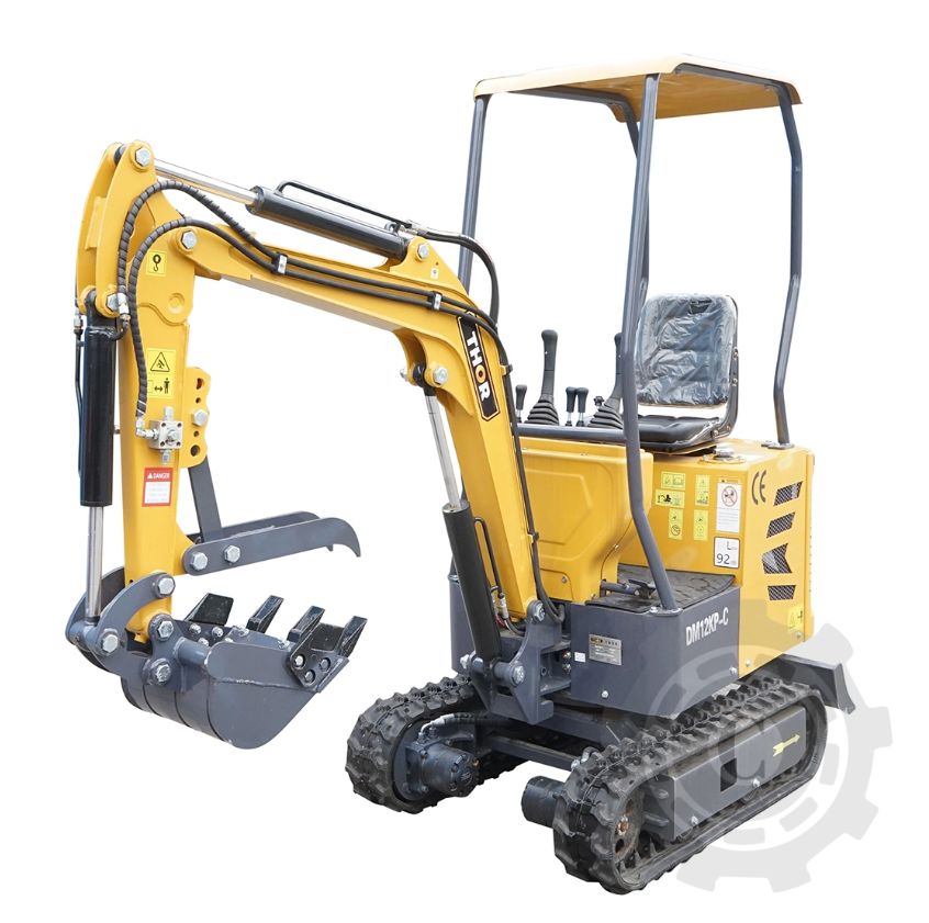 Mini excavator 1T cu semicabina, motor diesel 9.5CP (7KW), adancime sapare 1764mm, capacitate ridicare 350Kg, 3 cupe incluse 185/190/355mm THOR