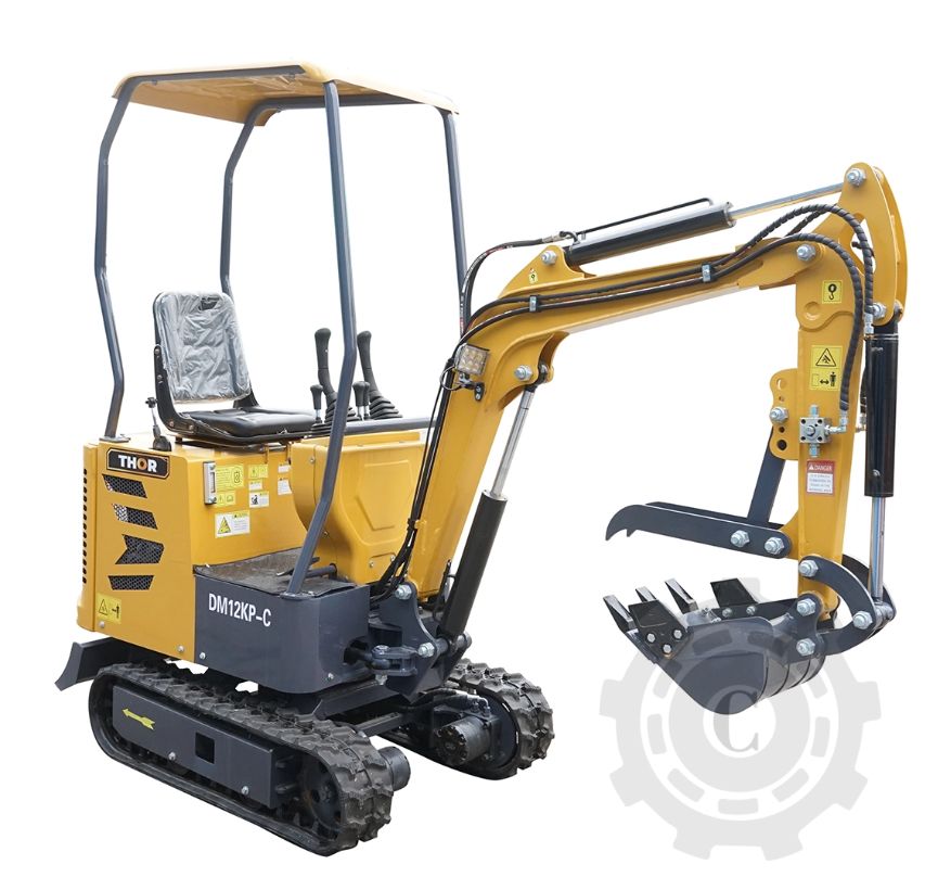 Mini excavator 1T cu semicabina, motor diesel 9.5CP (7KW), adancime sapare 1764mm, capacitate ridicare 350Kg, 3 cupe incluse 185/190/355mm THOR