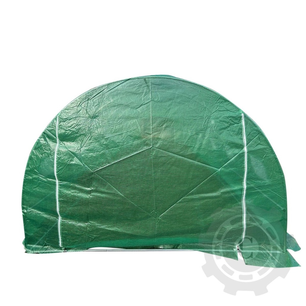 Solar de gradina 1000x400x230cm cu sistem irigare, folie verde PE cu plasa 180g/mp UV, 20 ferestre, 2 usi, teava otel galvanizat 25mm