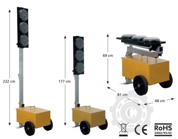 Set 2 semafoare mobile pentru semnalizarea zonelor cu lucrari 