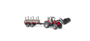 Tractor Massey Ferguson 7480 cu încarcator frontal si remorca de transport lemn