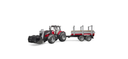 Tractor Massey Ferguson 7480 cu încarcator frontal si remorca de transport lemn
