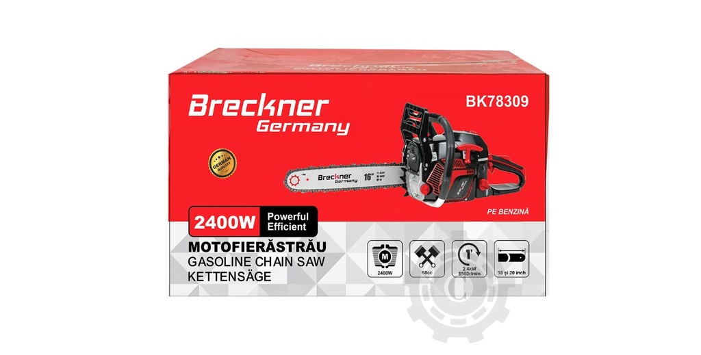 Motoferastrau, drujba 1 cilindru, 2.4Kw, 8500rpm. 58cc. cu lama 18/20 inch