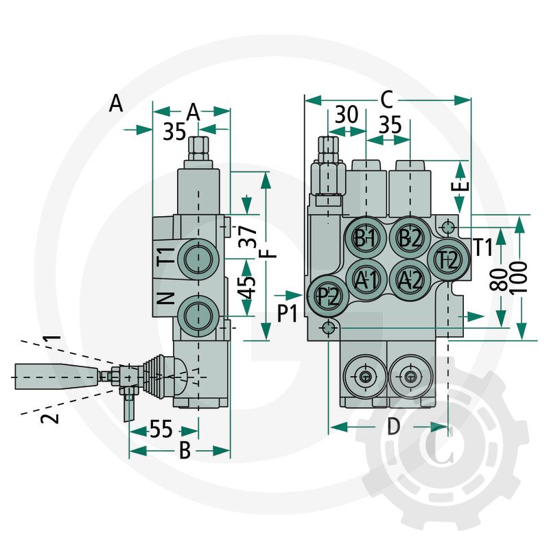 DISTRIBUITOR HIDRAULIC P40 CU DOUA MANETE