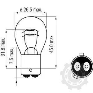 B1257 BEC P21/4W BAZ15d 12V 21W/4W