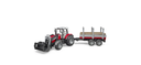 Tractor Massey Ferguson 7480 cu încarcator frontal si remorca de transport lemn