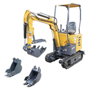 Mini excavator 1T cu semicabina, motor diesel 9.5CP (7KW), adancime sapare 1764mm, capacitate ridicare 350Kg, 3 cupe incluse 185/190/355mm THOR