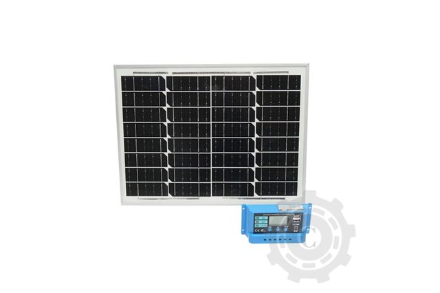Panou solar 20W monocristalin 400x300x17mm cu regulator tensiune 10A, 12/24V
