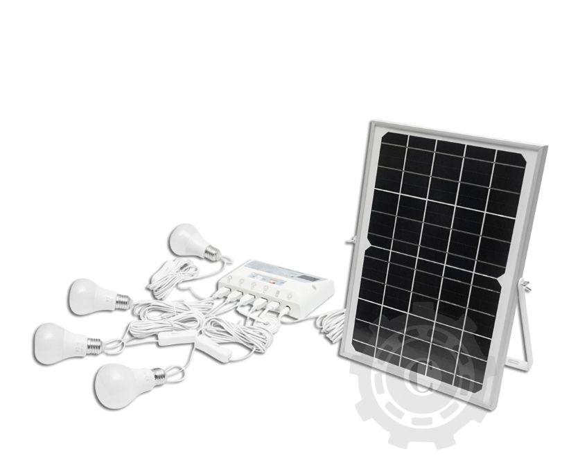 Sistem iluminat cu panou solar 9V/12W 4 becuri 1 USB