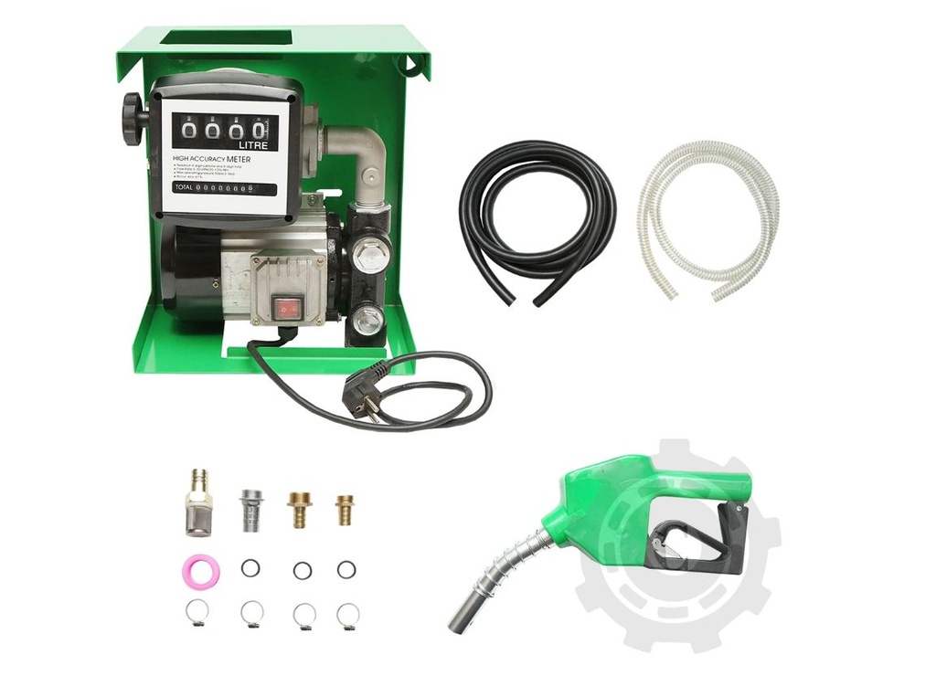 Kit pompa transfer motorina 220V 750W cu contor, furtun aspiratie 1,5m, furtun transfer 4m si pistol